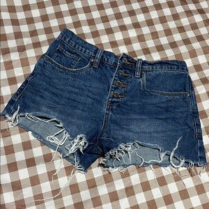 Blank NYC Distressed Blue Jean Shorts